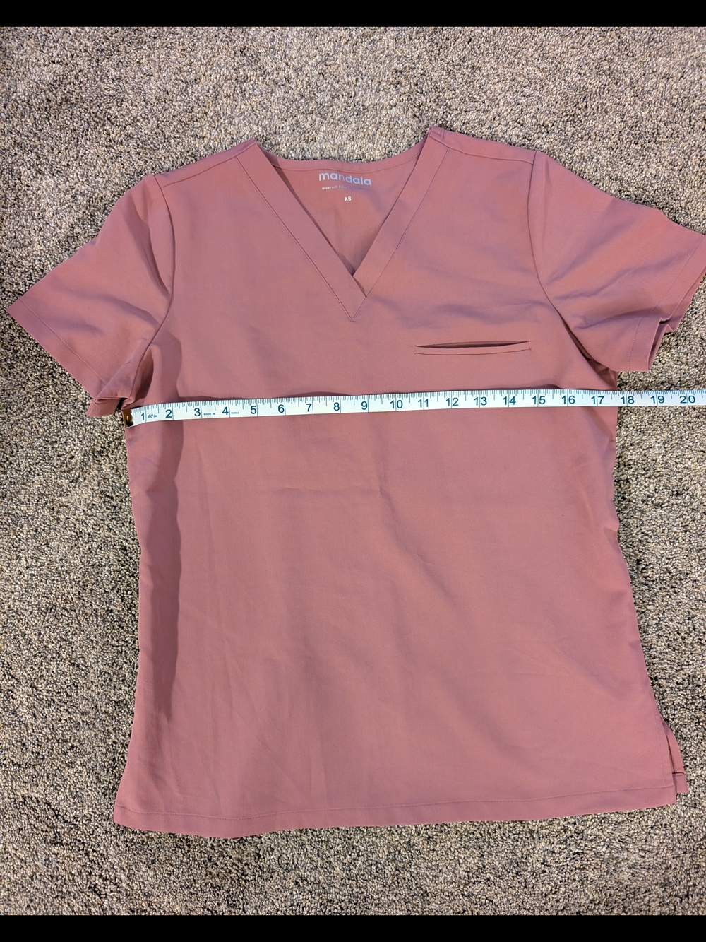 Mandala Women's Dusty Rose V-Neck Scrub Top Size XS